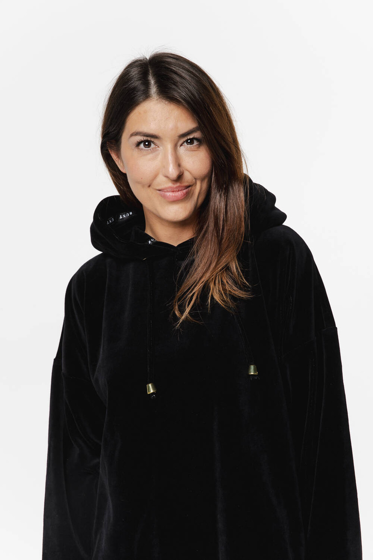 Over Black Sweatshirt